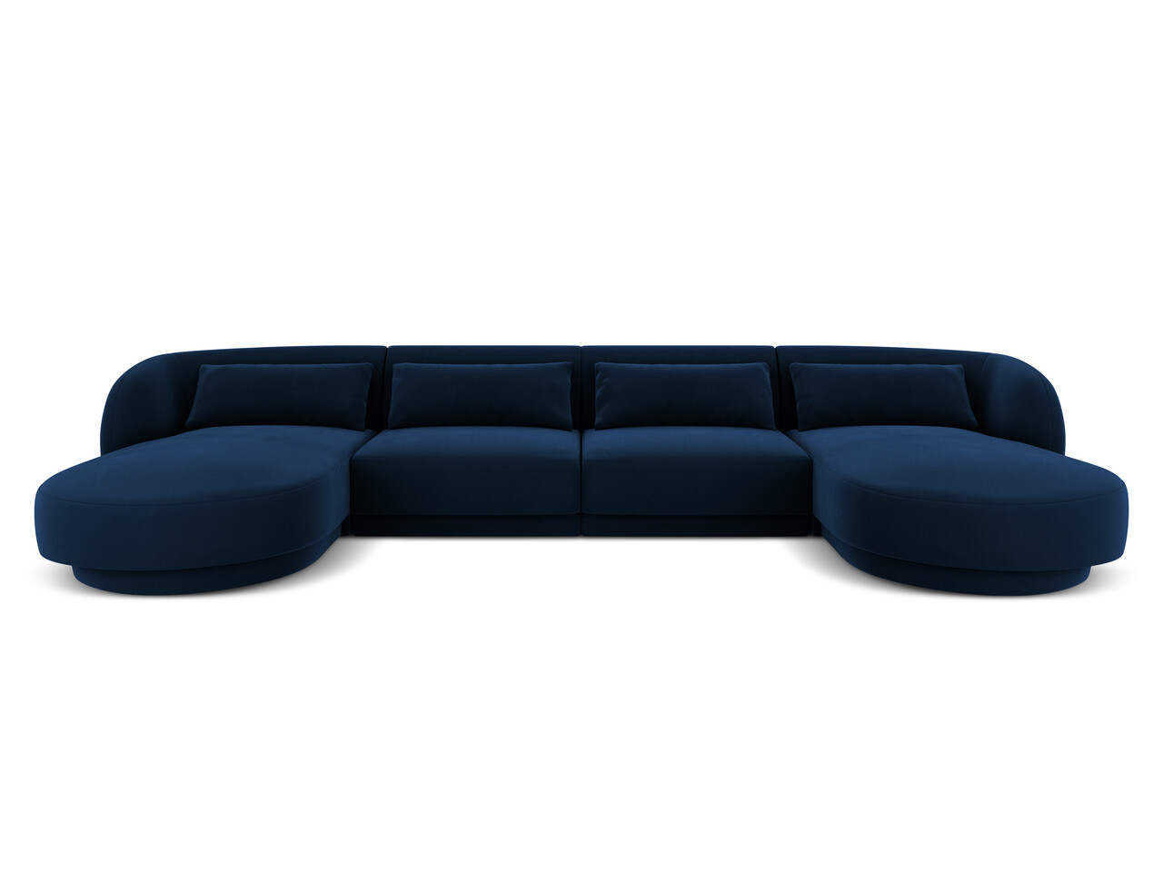 Coltar panoramic 5 locuri, Tulum, Cosmopolitan Design, 330x156x70 cm, catifea, albastru regal - imagine 6